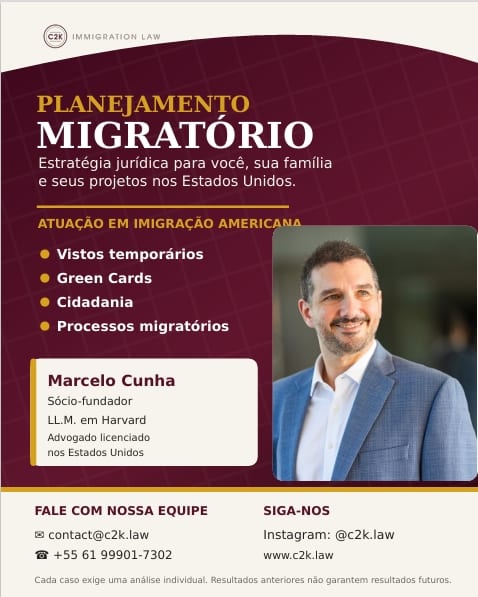 C2K Immigration Law oferece planejamento migratório para brasileiros que buscam orientação nos Estados Unidos