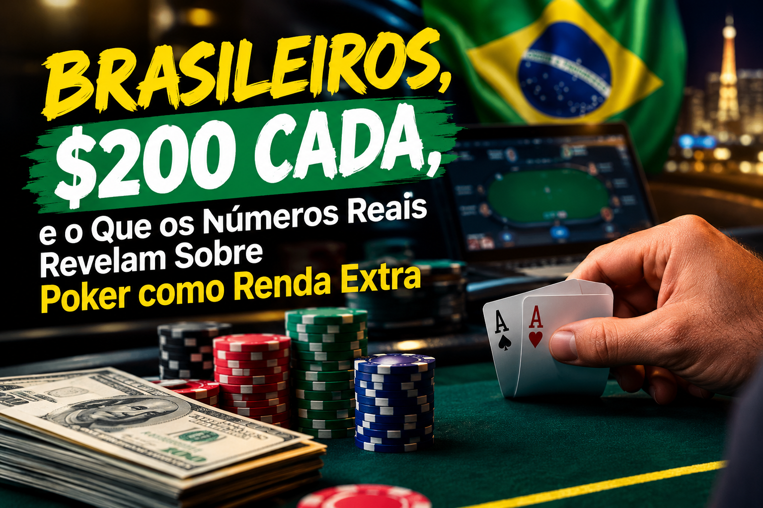 3 Brasileiros, $200 Cada, e o Que os Números Reais Revelam Sobre Poker como Renda Extra