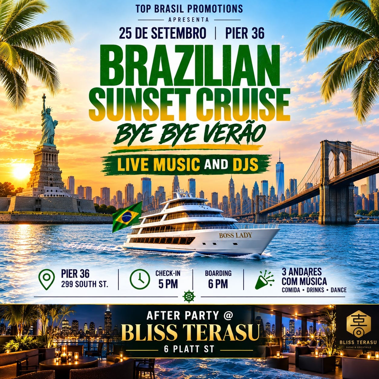 Empreendedores se reúnem em Nova York para o “Bye Bye Verão Boat Party” no iate Boss Lady
