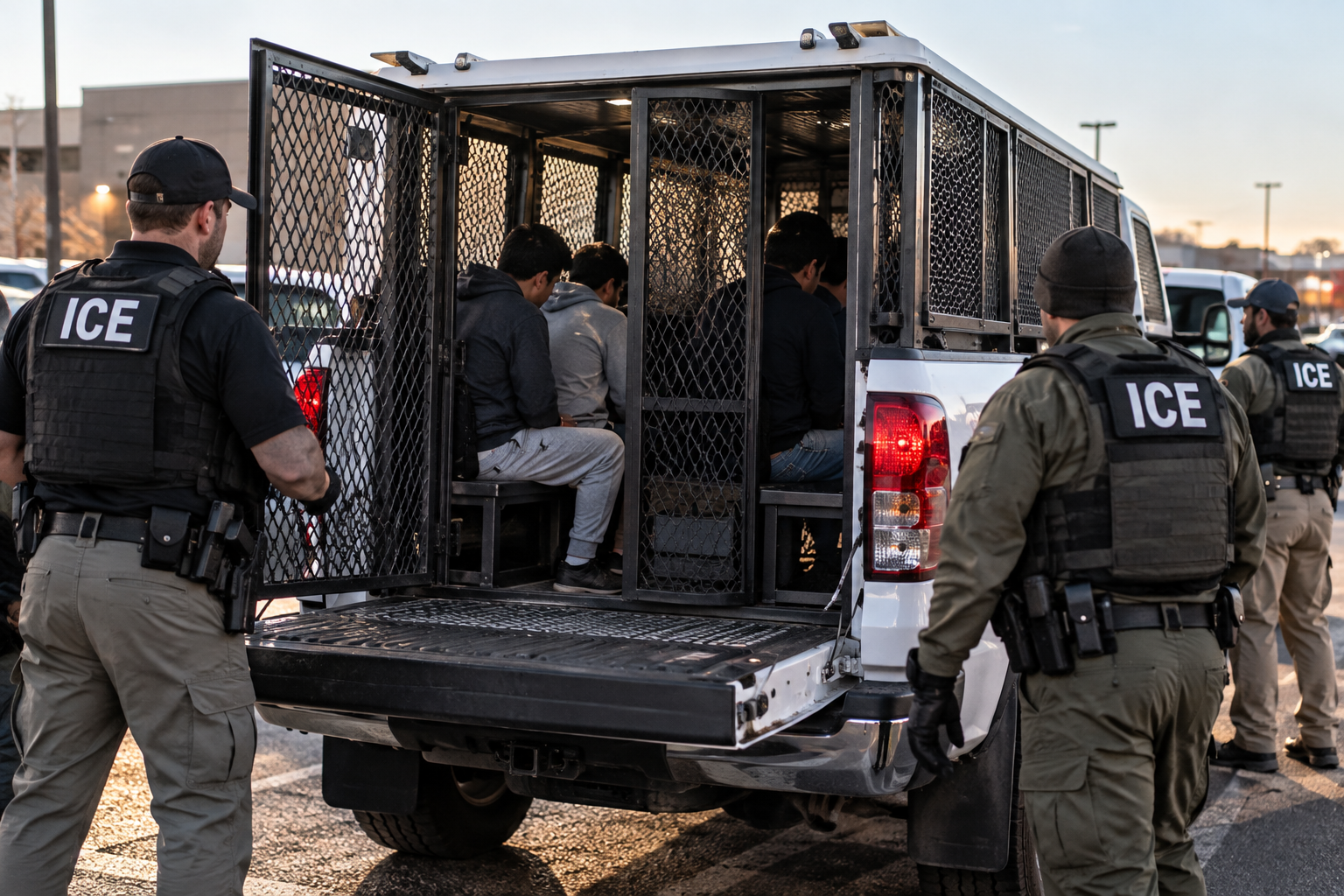 ICE vai usar camionetes com jaulas para manter imigrantes detidos durante operações