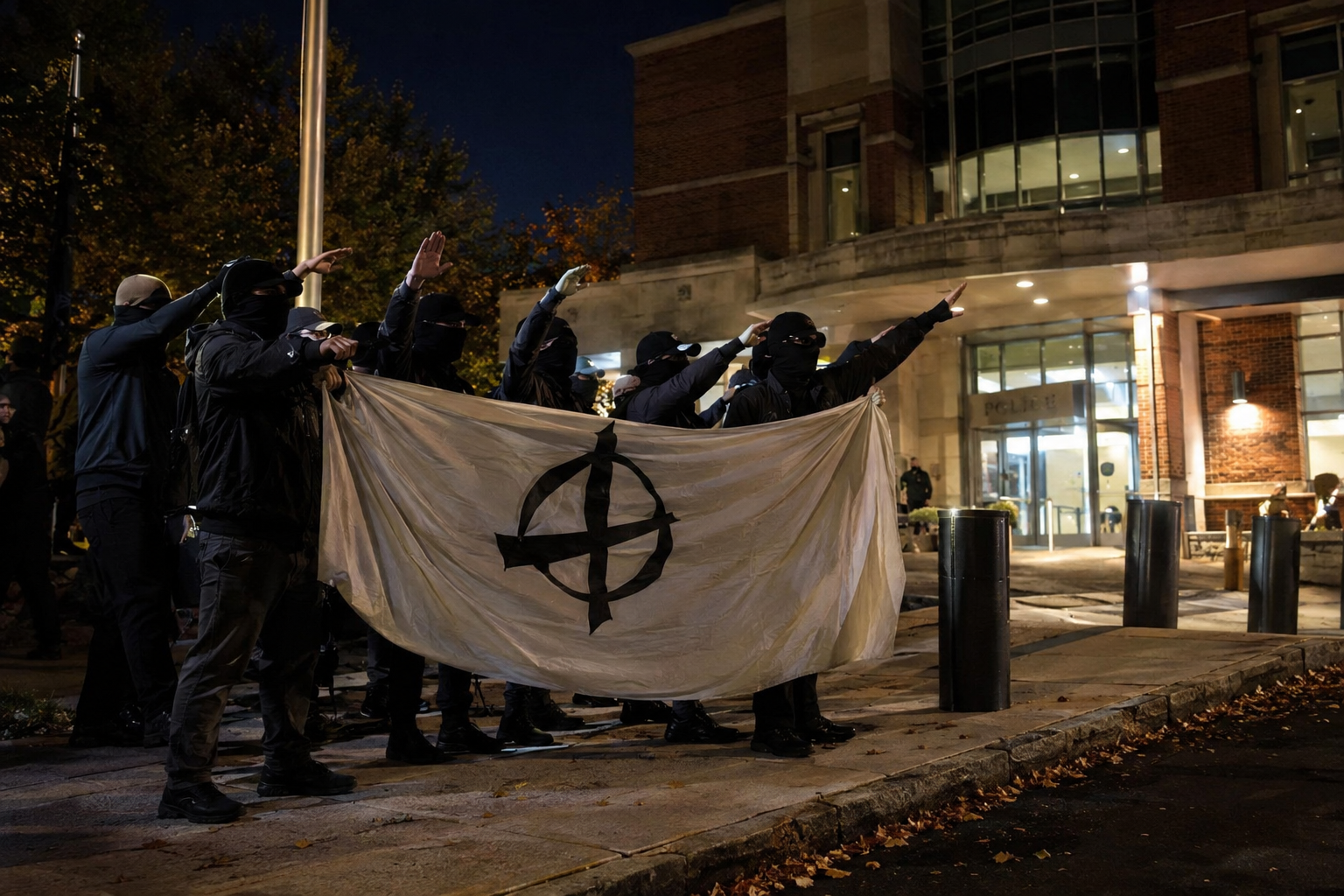 Grupo supremacista branco faz manifestação em frente à polícia de Danbury e provoca reação de autoridades
