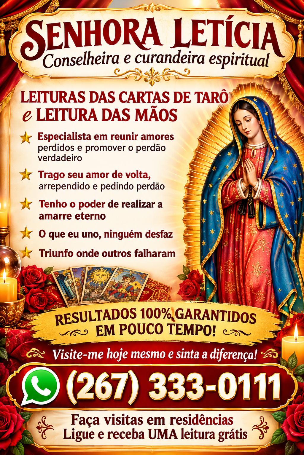 Senhora Letícia oferece orientação espiritual e atendimento personalizado